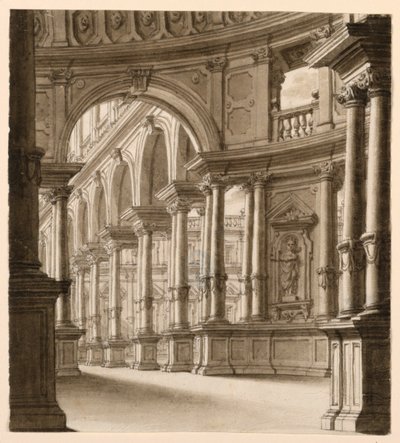 Scendesign, interiör av renässansportik av Unknown artist