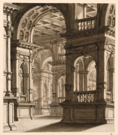 Scendesign, interiör av renässansportik av Unknown artist