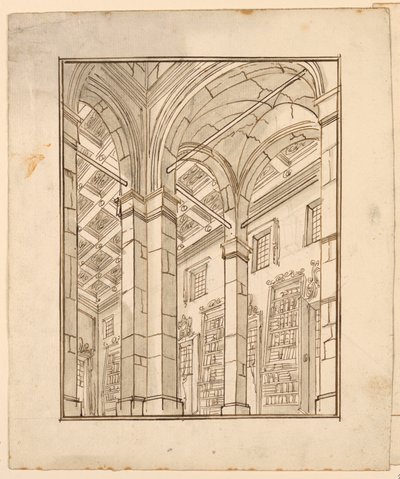 Scenografi: Biblioteksinteriör med bågar av Unknown artist