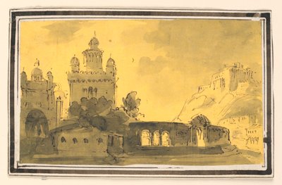 Scenografi, stad i landskap av Unknown artist