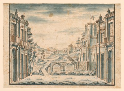 Scenografi, utsikt över staden av Unknown artist