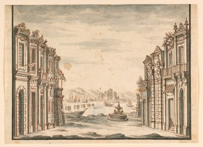 Scenografi, utsikt över staden av Unknown artist
