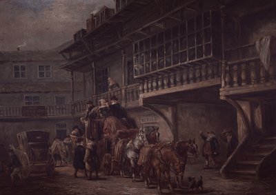 Stagecoach Inn (färg litho) av Unknown artist