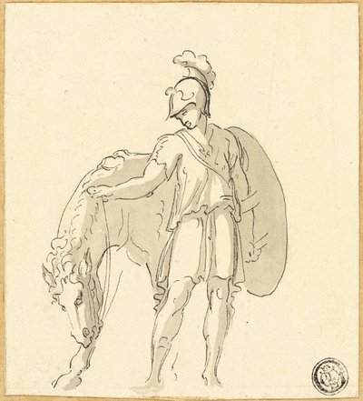 Stående krigare och häst av Unknown artist