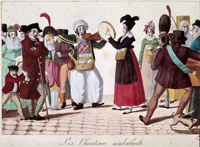 Gatumusikanter (Åskådare på gatorna) (Litografi av Unknown artist