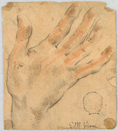 Studie: En vänsterhand av Unknown artist
