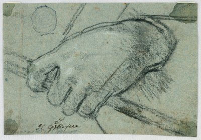Studie: En vänster hand som bär en pinne av Unknown artist