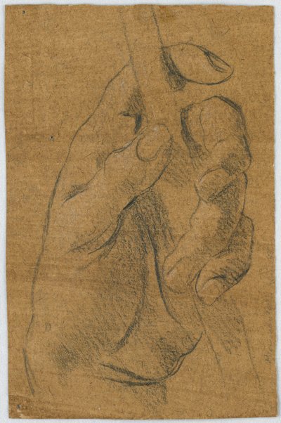 Studie: Vänster hand på en man med en käpp av Unknown artist