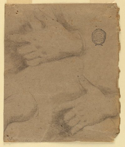 Studie: Tre vänsterhänder av Unknown artist