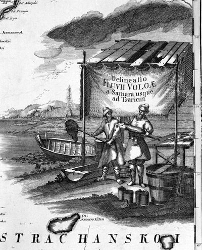 Störfiske i Volga på 1700-talet. av Unknown artist