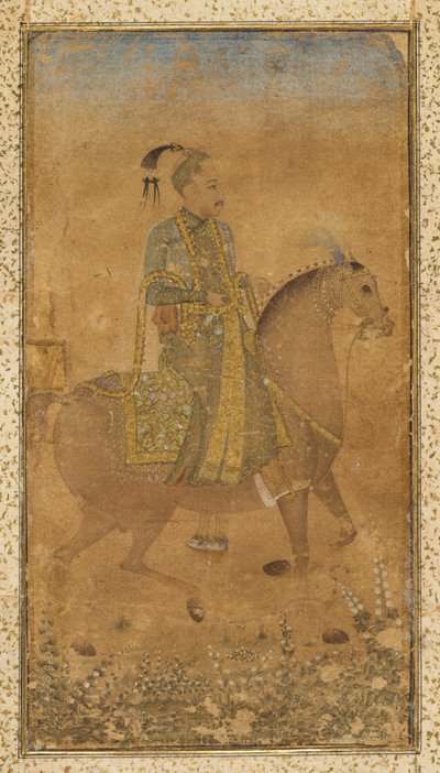 Sultan Abdullah Qutb Shah (1614-74) till häst av Unknown artist