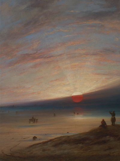 Solnedgång på stranden vid Sark av Unknown artist