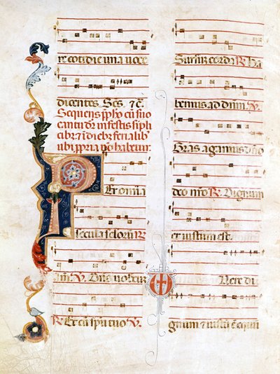 Sursum Corda, exempel på 1300-talets notation ("P"). av Unknown artist