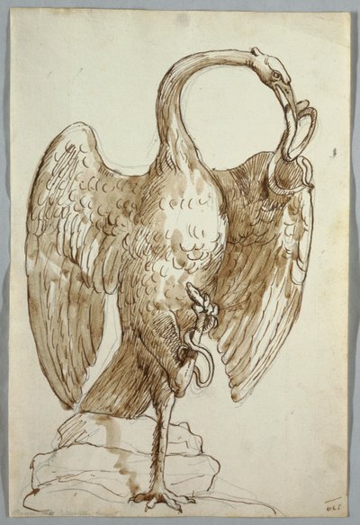 Svan och två ormar av Unknown artist