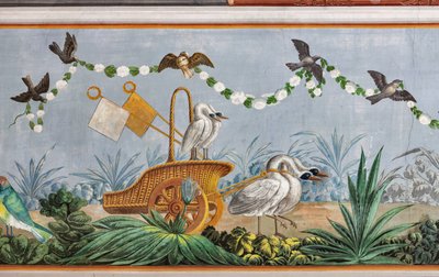 Svanar och andra fåglar, detalj av 3743687 (fresk) av Unknown artist