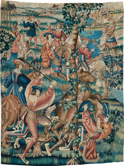 Tapestry (Björnjakt och falkjakt från en jaktserie) av Unknown artist