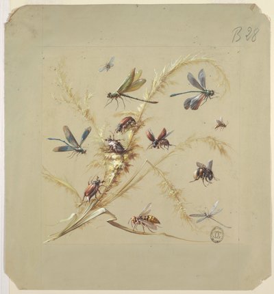 Textil- eller tapetdesign: Insekter av Unknown artist