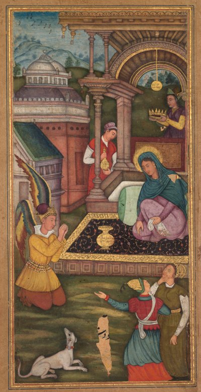Bebådelsen, från en spegel av helighet (Mir’at al-quds) av fader Jerome Xavier av Unknown artist