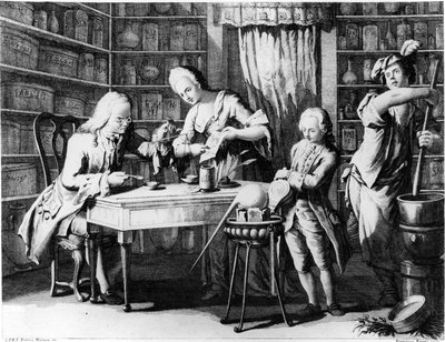 Apotekern. 1800-talsgravyr. av Unknown artist