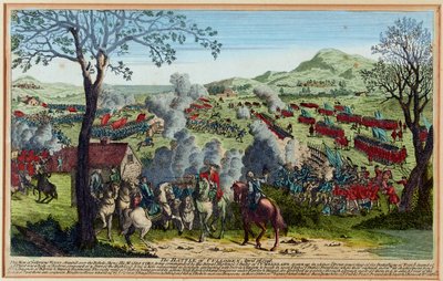 Slaget vid Culloden 16 april 1746. (gravyr, färglagd) av Unknown artist