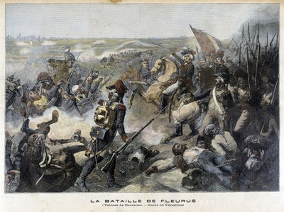 Slaget vid Fleurus (Belgien 1794) enligt målningen av Mauzaisse (Musee de Versailles). Illustration av "Little Jourbal" från 1892. av Unknown artist