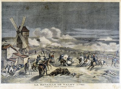Slaget vid Valmy (1792), enligt målningen av Horace Vernet. Illustration av "Petity Journal" från 1892. av Unknown artist