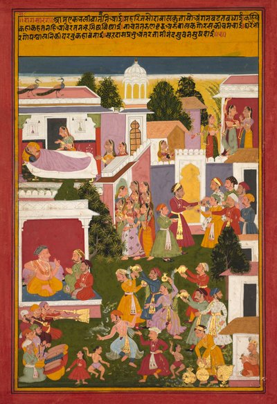 Krishnas födelse, från en Sursagar från Surdas av Unknown artist