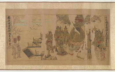 Buddha tilltalar Yamaraja i Kushinagar av Unknown artist