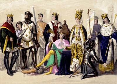 Kapeterna från Valois från 1328 till 1422. Filip VI, Johannes II, Karl VI, Isabeau (Isabella, Elizabeth) av Bayern, Jeanne d