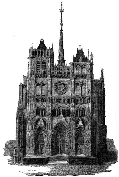 Amiens katedral på 1800-talet. av Unknown artist