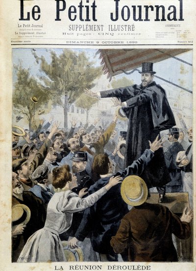 Derouledemötet. Tal av Paul Deroulede (1846-1914), en av grundarna av League of Patriotes - i "The Petity Journal" från oktober 1898 av Unknown artist