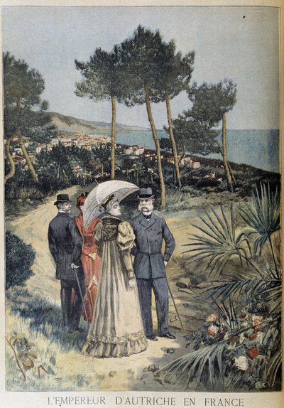 Kejsaren av Österrike i Frankrike (besök av det kejserliga paret Francis Joseph och Elisabeth av Österrike (Sissi) på den franska rivieran) - i Le Petite Journal du 19/03/1894 av Unknown artist