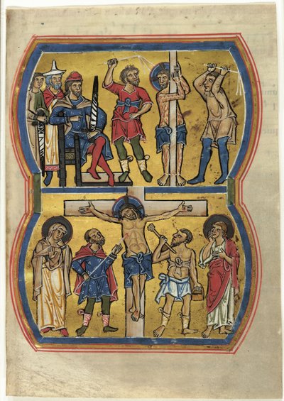 Flagellationen och korsfästelsen, ur en psaltare av Unknown artist