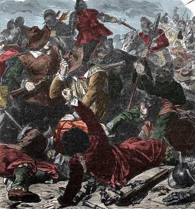 Fransmännen griper Milano - Milanos säte 1499 - Färgstick av Unknown artist