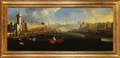 Louvrens Grande Galerie, med Porte Neuve, Pont-Neuf, Cité, Collège des Quatres-Nations under uppförande och Quai Malaquais, ca 1665, mellan 1665 och 1670 (olja på duk) av Unknown artist