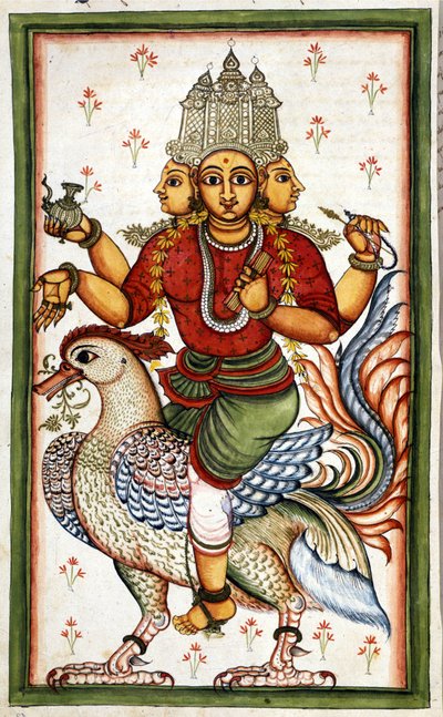 Den hinduiska gudomen Brahma Page hämtad från manuskriptet (ms.8300) "History of Mogol"" (Moghul eller Moghol) av Stefano Nivibus Cardeira. 1700-talet. Bibloteca marciana, Venedig av Unknown artist