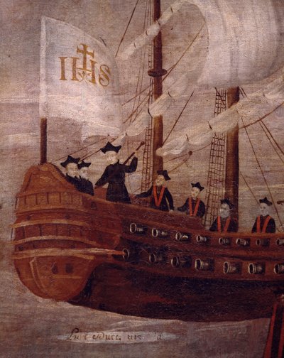 Jesuiternas ankomst med skepp utanför Nya Granadas kust av Unknown artist