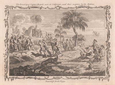 Landningen av kapten Rogers män i Kalifornien och deras mottagande av de infödda av Unknown artist