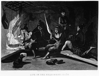 The Life of Eskimos in an Igloo - Elisha Kent Kane, Artic Exploration in Years 1853 - 1855, Philadelphia, Childs och Peterson av Unknown artist