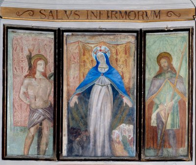 Madonnan, Saint Sebastian och Saint Roch (fresk av Unknown artist