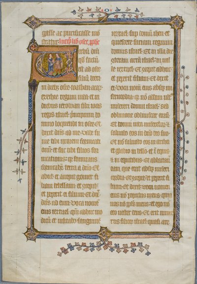 Hoseas och Gomers äktenskap i ett historiserat inledande "V" från en bibel av Unknown artist