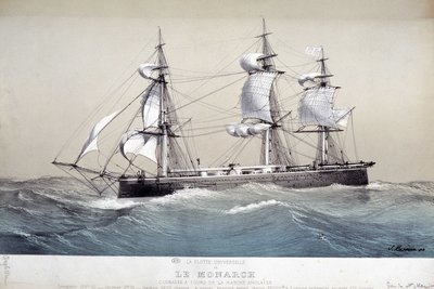 The Monarch, engelsk flotta, cirka 1850 av Unknown artist