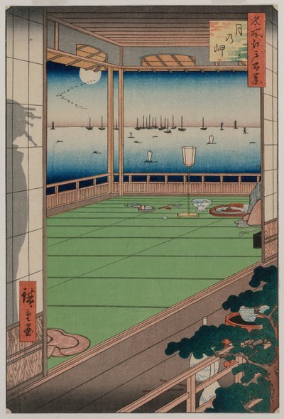 The Moon-Viewing Udde, från serien Hundra vyer över kända platser i Edo av Unknown artist