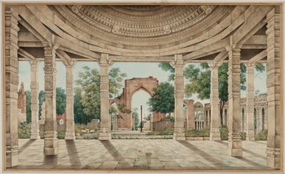 Moskén i Delhi och järnpelaren av Unknown artist