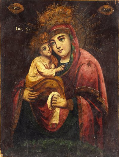 The Mother of God Our Lady of Pochayiv - Anonym - c. 1850 - Tempera på panel - 40,2x30,5 - Ivan Honchar Museum Kiev av Unknown artist