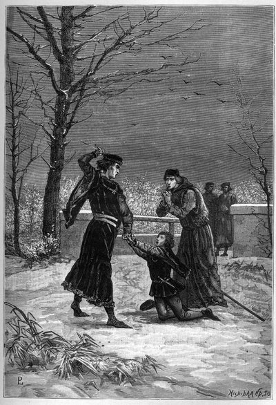 The Murder of Rutland av Lord Clifford - Edmund, Earl of Rutland dödas av Lord Clifford i slaget vid Wakefield - Edmond Plantagenet Earl of Rutland av Unknown artist