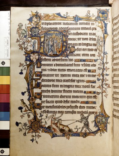 Eken och enhörningen, illustration från "Ormesby Psalter av Unknown artist