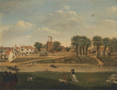 The Old Parish Church and Village, Hampton-on-Thames, Middlesex, 1700-talet av Unknown artist