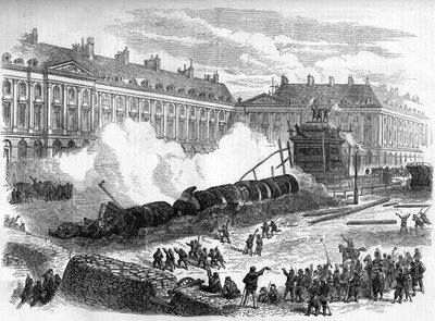Pariskommunen 1871. Rivning av Vendome-kolonnen av federes (communards) den 12 april av Unknown artist