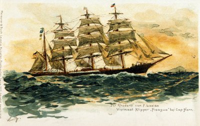 Pisagua-klippet vid Kap Horn. 1800-talsillustration av Unknown artist